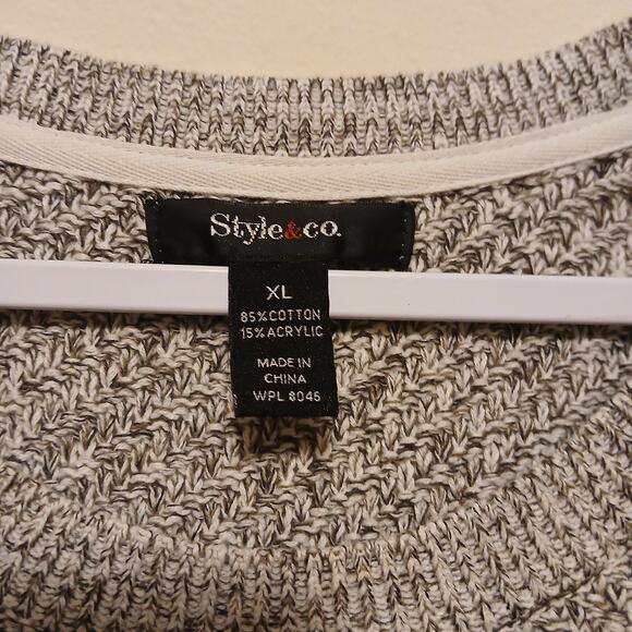 Style & Co Women's XL Heather Knit Cable Fringed Bottom Sweater Dress Gothic - Picture 3 of 9